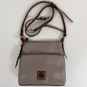 Dooney & Bourke Grain Crossbody Bag Taupe Beige Leather Adjustable Strap